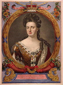 صورة ملونة ومنقوشة لملكة ان من اطلس