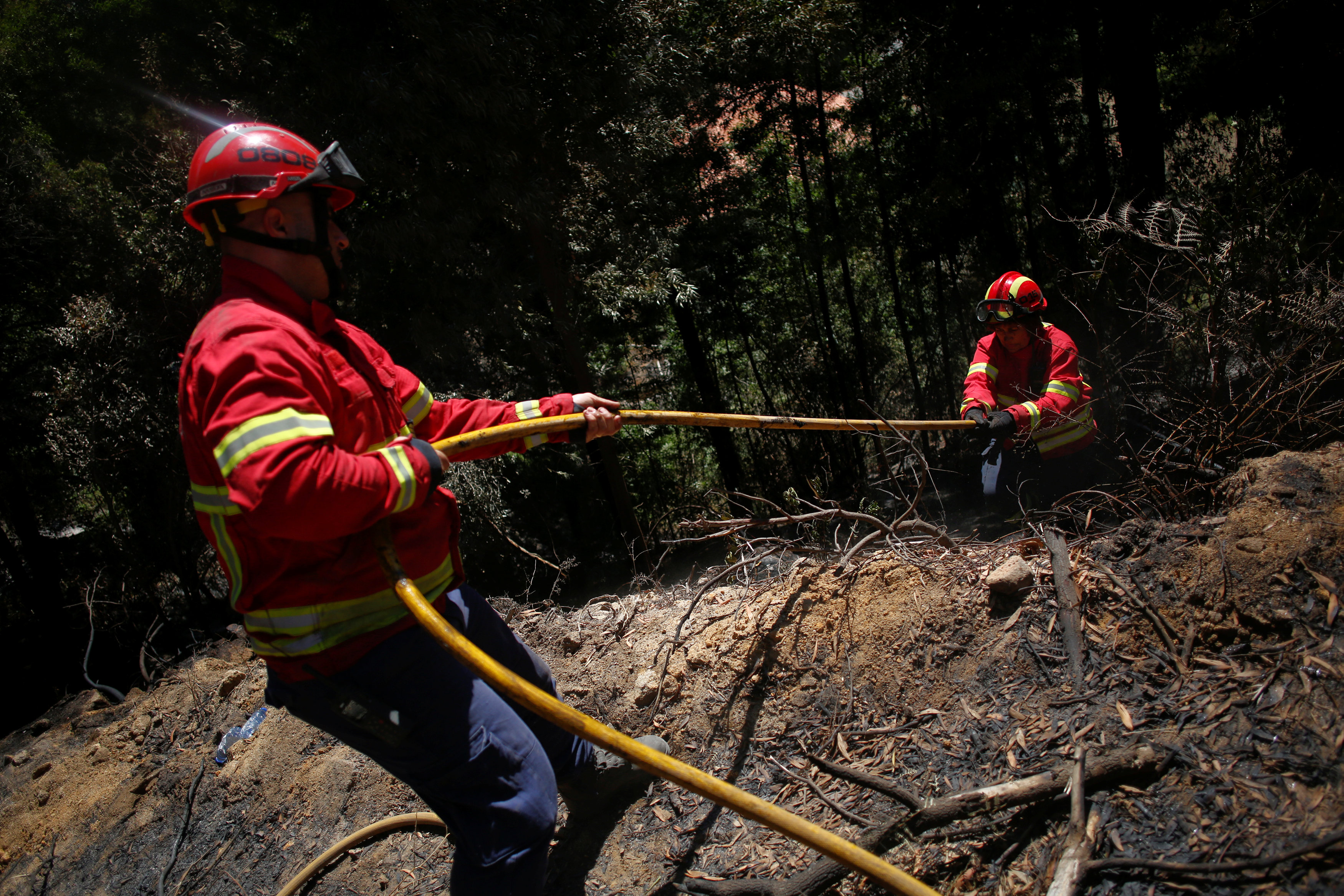 رجال الإطفاء يواصلون عمليات التبريد لعدم اشتعال الحريق مرة أخرى