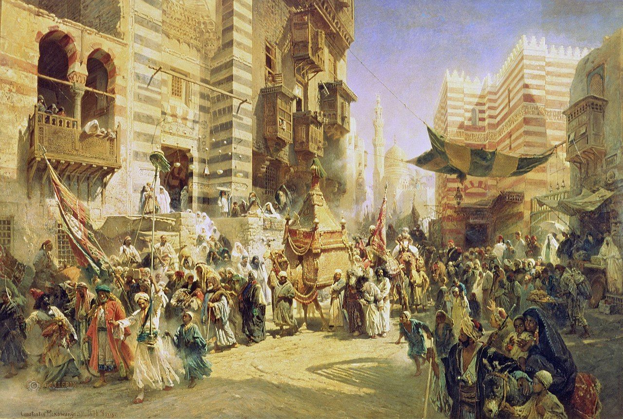 زفة المحمل  القاهرة 1876م لوحة للرسام الروسي كونستانتين ماكوفسكي
