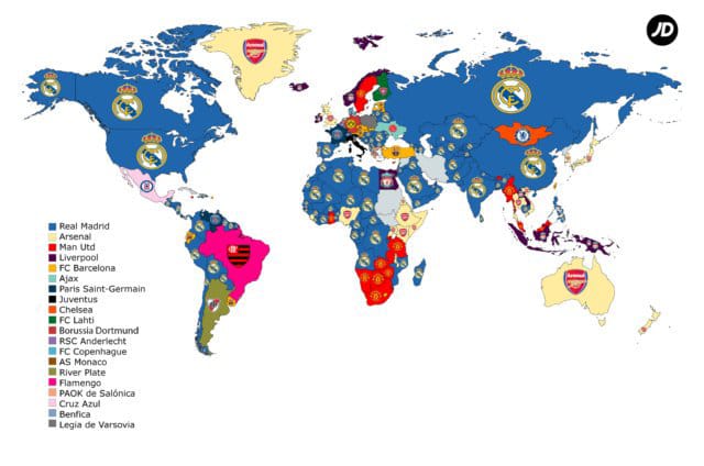 ريال مدريد الاكثر شعبية في العالم