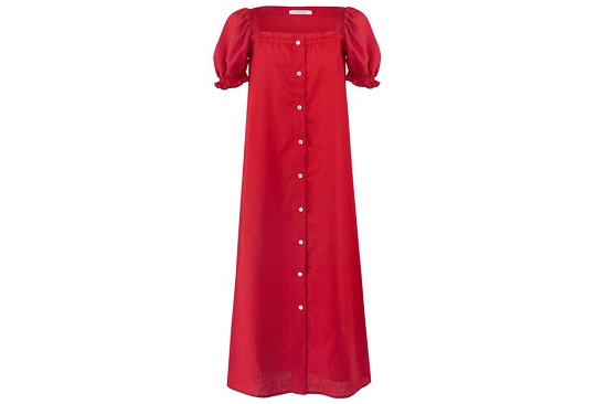 فستان كتان أحمر