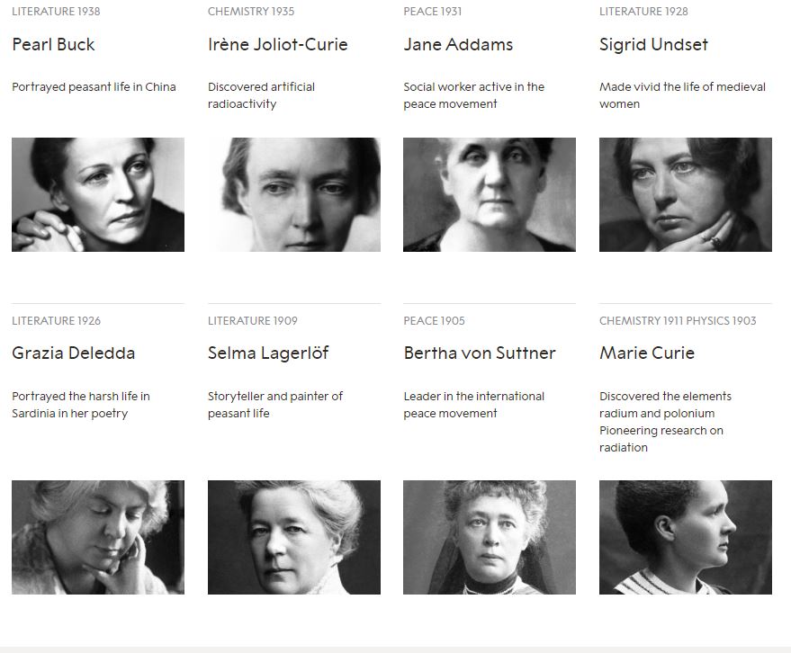 نساء حصلن على جائزة نوبل منذ تأسيسها (1)