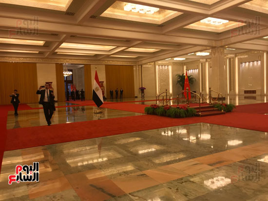 استقبال حافل بانتظار الرئيس السيسي بقاعة الشعب بالعاصمة الصينية بكين (8)