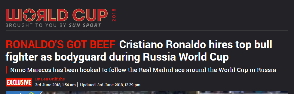 رونالدو يستأجر حارس شخصي له في روسيا