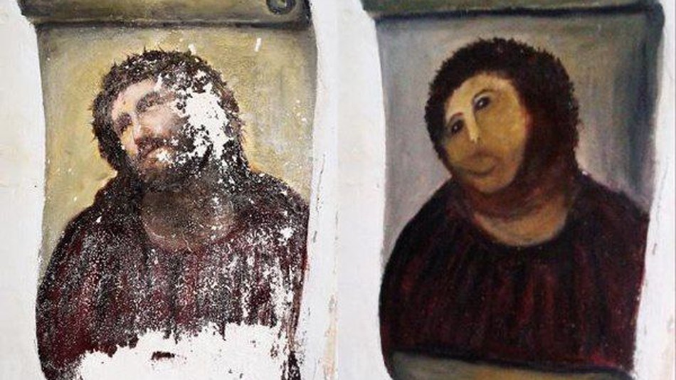جدارية المسيح والترميم السيئ