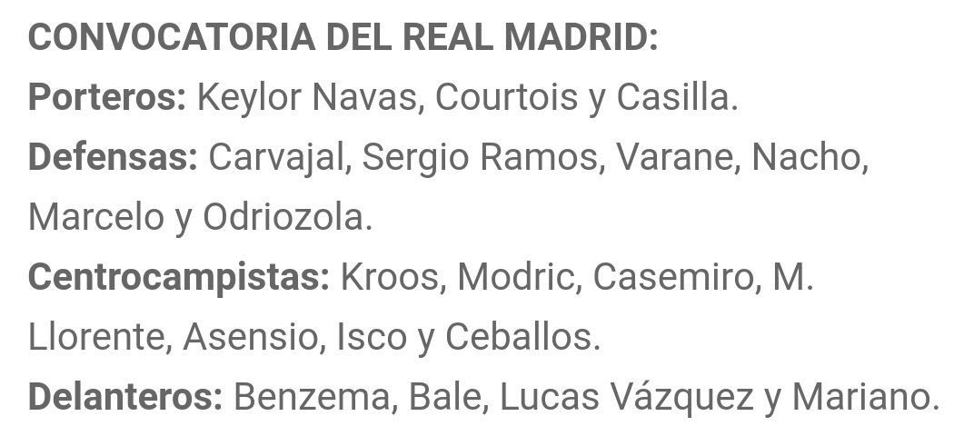 قائمة ريال مدريد ضد أتلتيك بيلباو
