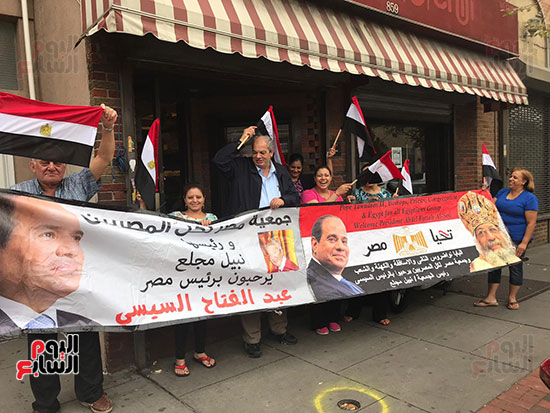 الجالية المصرية تستقبل الرئيس السيسى (3)