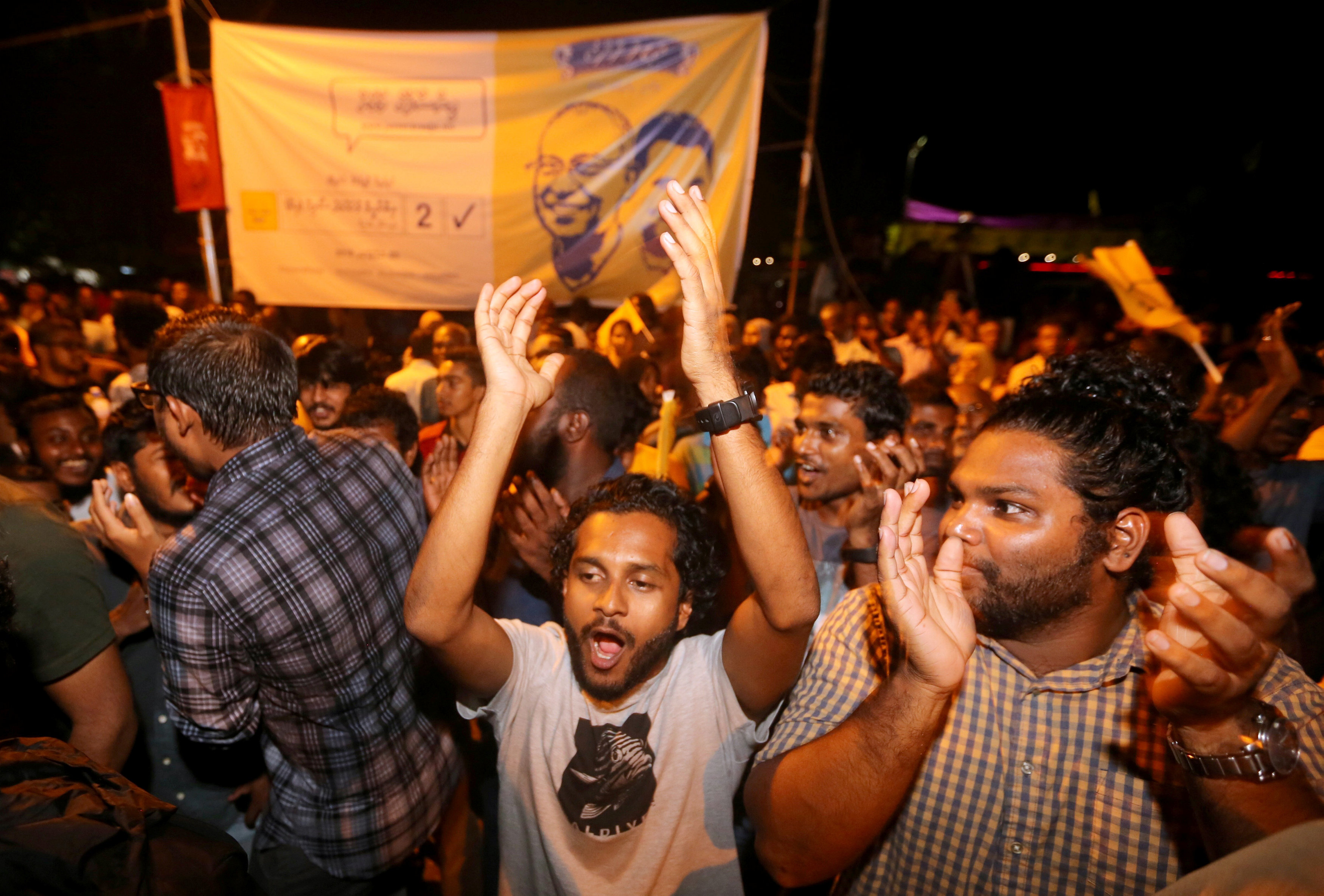 احتفالات أنصار المعارضة المالديفية 