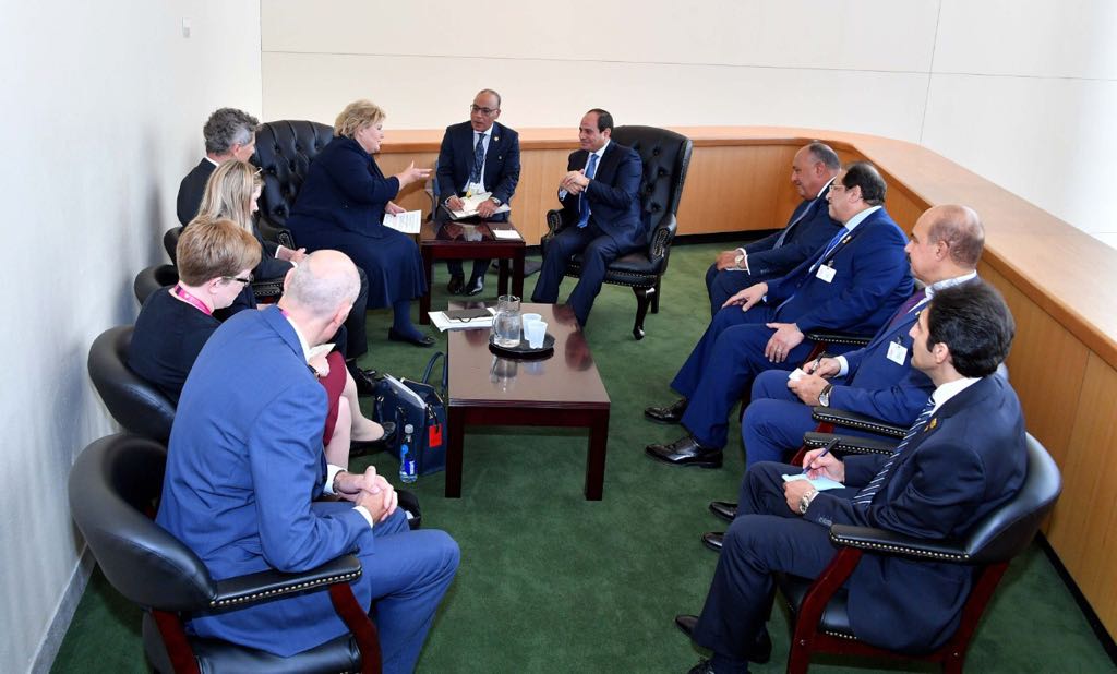عبد الفتاح السيسي اليوم مع رئيسة وزراء النرويج