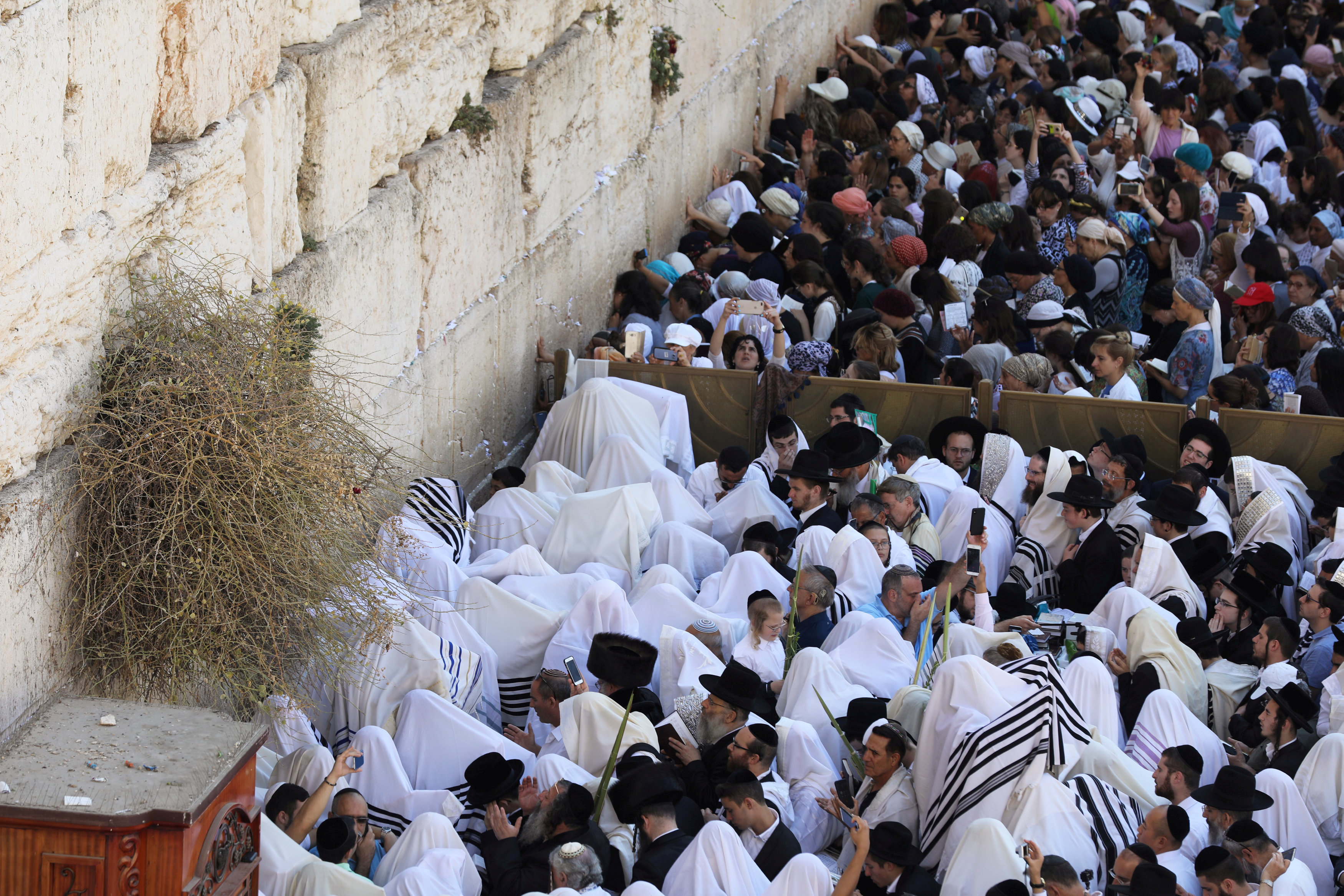 ألاف اليهود يحتشدون أمام حائط المبكى