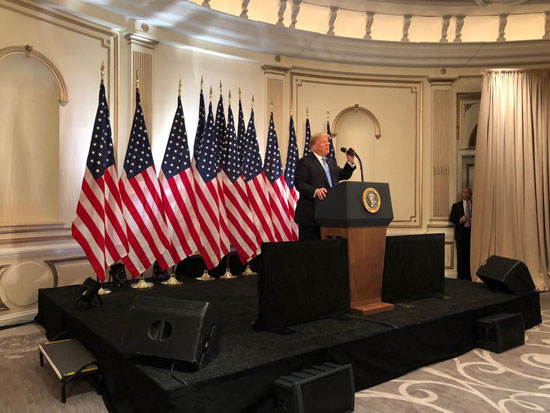 وصول الرئيس الأمريكى دونالد ترامب فندق بالاس بلازا لعقد مؤتمر صحفى (2)
