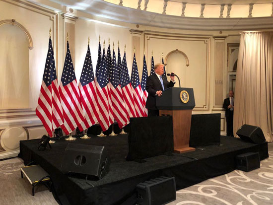 وصول الرئيس الأمريكى دونالد ترامب فندق بالاس بلازا لعقد مؤتمر صحفى (1)