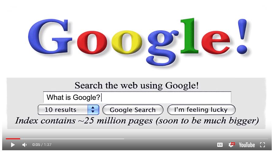 واجهة جوجل فى عام 1998