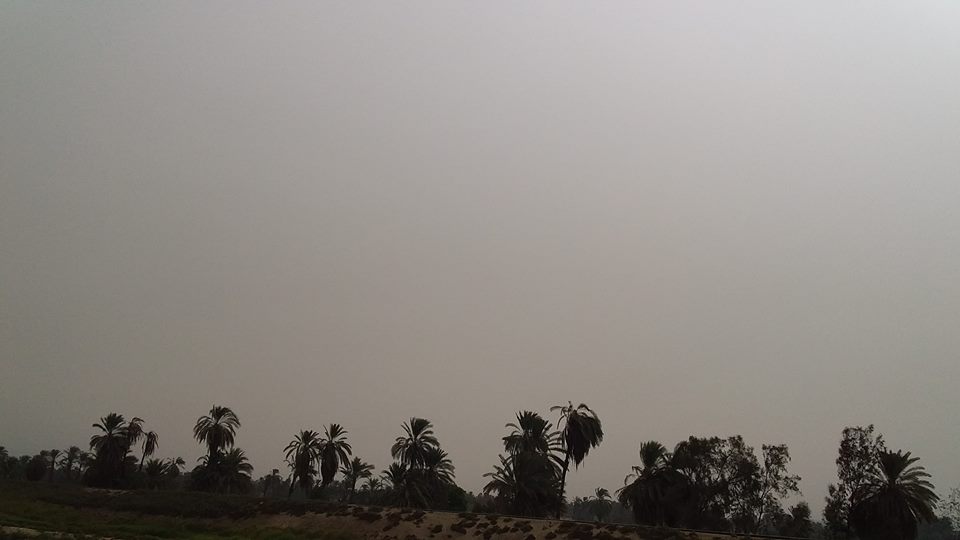 جانب من العاصفة الترابية بمدينة اسنا جنوب الاقصر