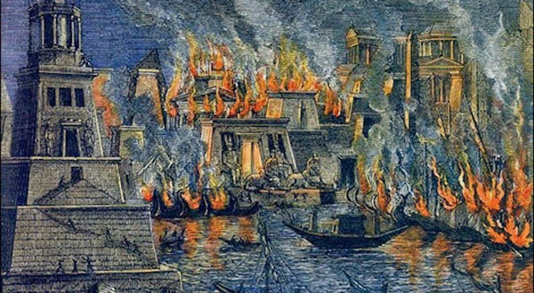 حريق مكتبة الاسكندرية