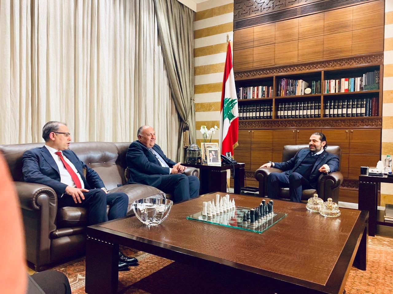 لقاء وزير الخارجية سامح شكرى مع رئيس وزراء لبنان