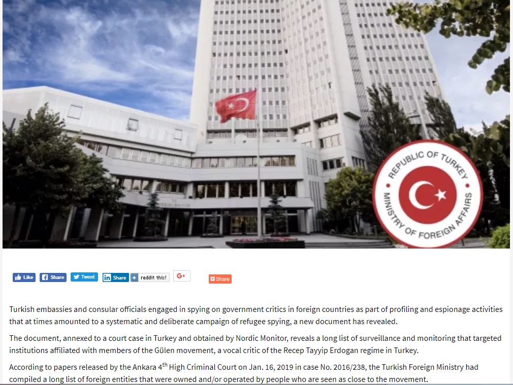 موقع "نورديك مونيتور" ينشر فضيحة تجسس رجال أردوغان على معارضيه