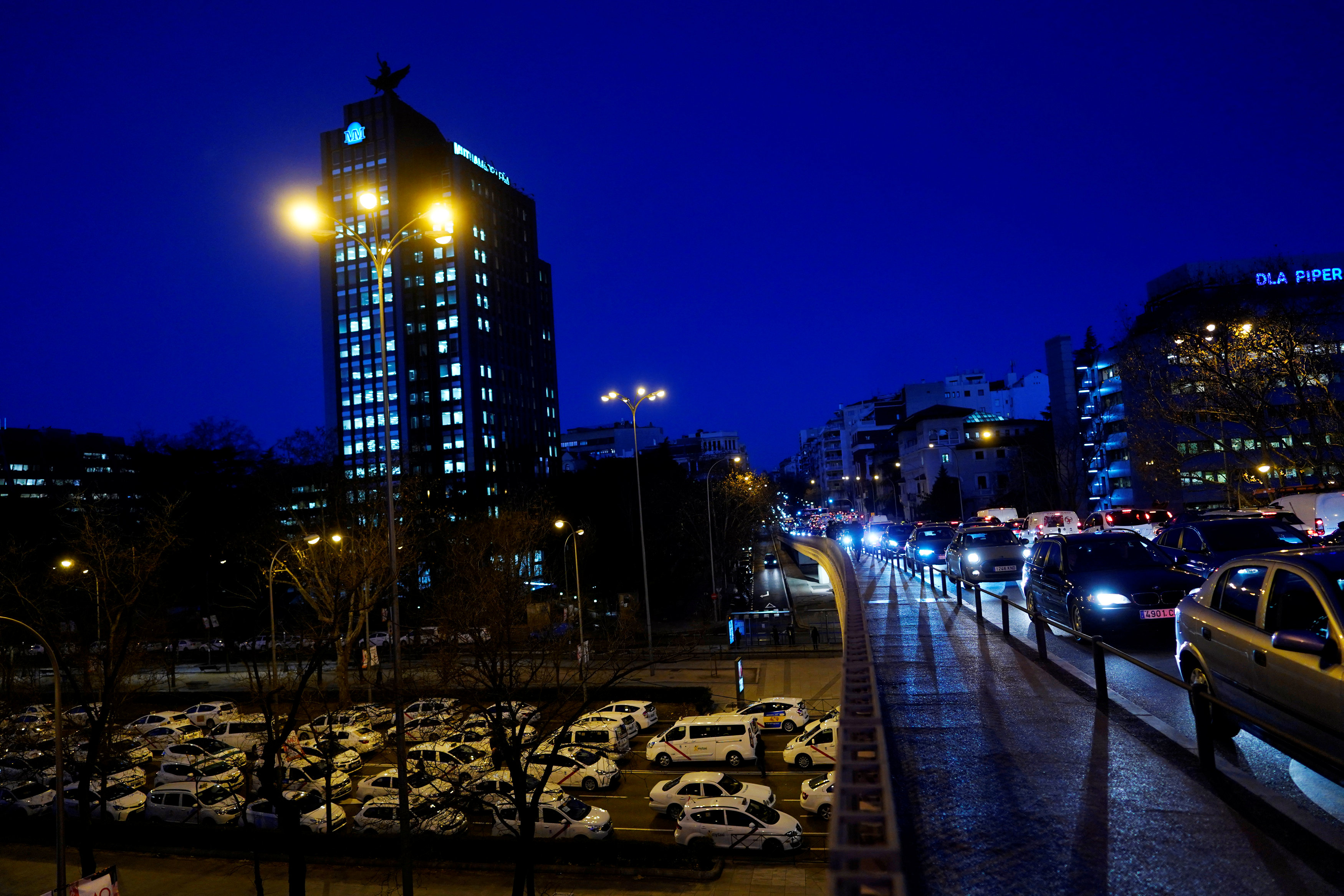 أزمة مرورية بسبب إضراب سائقى التاكسى فى مدريد