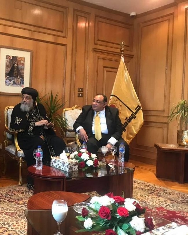 البابا تواضروس يصل جامعة حلوان لإلقاء كلمة فى حب مصر اليوم السابع