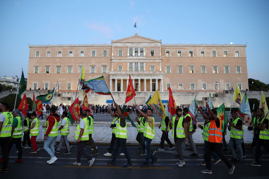 تظاهرات فى اليونان ضد العدوان التركى