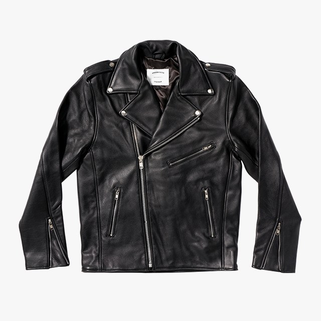 Understated Leather oversized moto jacket