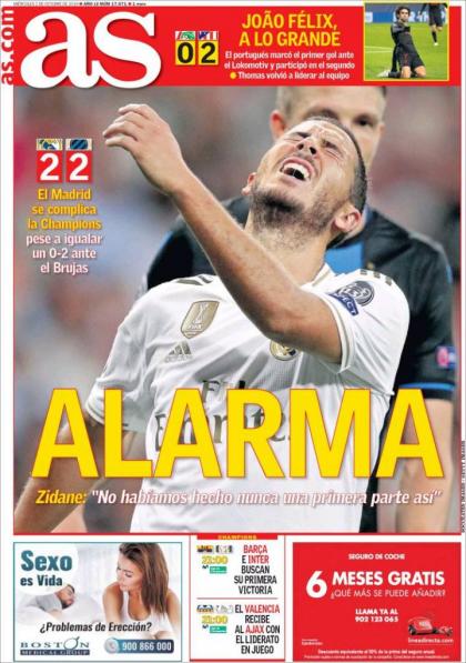 صحيفة آس بعد تعادل ريال مدريد فى دورى أبطال أوروبا