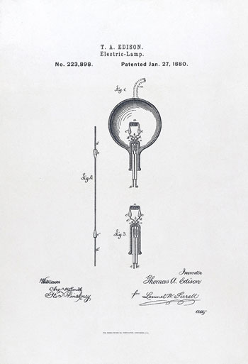 براءة-اختراع-أمريكية-المصباح-الكهربائي