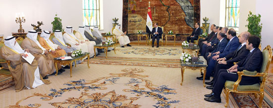 استقبال الرئيس عبد الفتاح السيسي للشيخ جابر المبارك الحمد الصباح، رئيس مجلس الوزراء الكويتي (1)