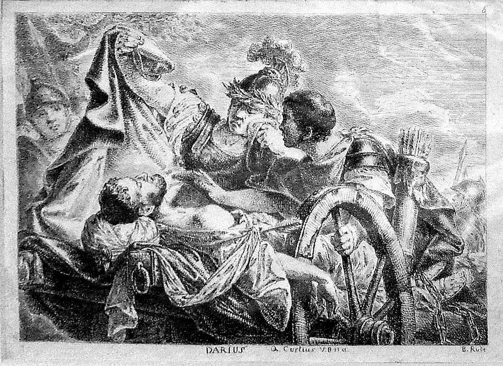 الإسكندر يُغطي جثة دارا بعبائته
