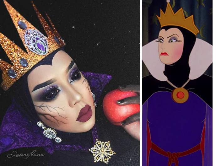 فنانة مكياج تستغل حجابها ببراعة لتقمص شخصيات كرتونية  689475-الملكة-الشريرة