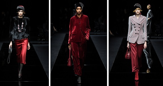 مجموعة أزياء جورجيو أرماني باللون الأحمر