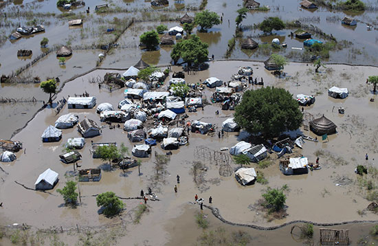 صورة جوية تظهر تأثير الفيضان على المنطقة