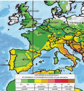 خريطة اوروبا للزلازل