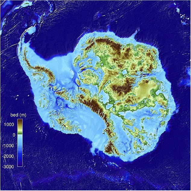 خريطة الارض تحت انتاركتيكا