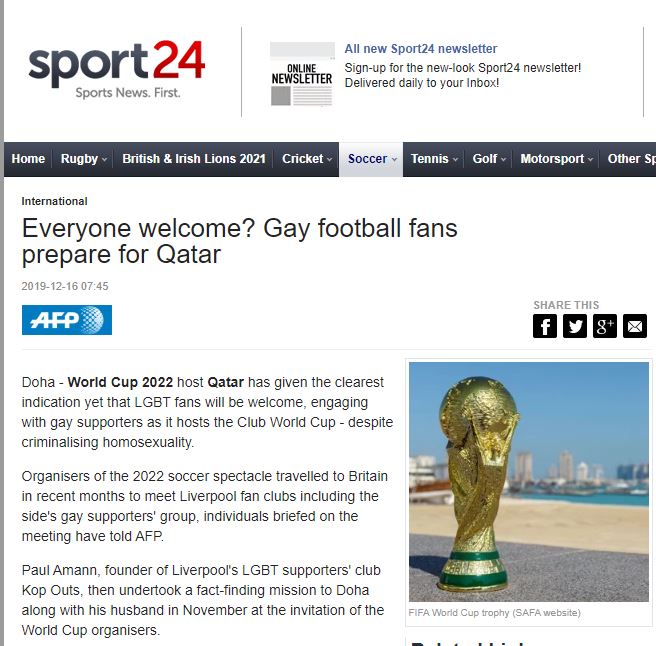 تقرير موقع sport24 المنقول عن وكالة الأنباء الفرنسية