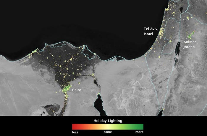 كما فحص الباحثون أنماط الضوء في الشرق الأوسط خلال شهر رمضان.