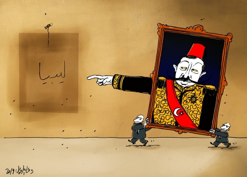 كاريكاتير صحيفة الرؤية الإماراتية عن أطماع أردوغان فى ليبيا