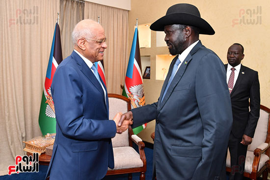 استقبال سلفا كير رئيس جمهورية جنوب السودان للدكتور على عبد العال (10)