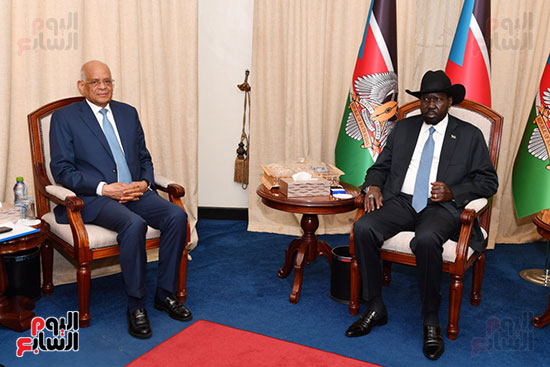 استقبال سلفا كير رئيس جمهورية جنوب السودان للدكتور على عبد العال (8)