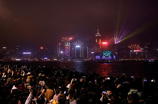 مظاهرة للعد التنازلي لرأس السنة الجديدة في هونج كونج