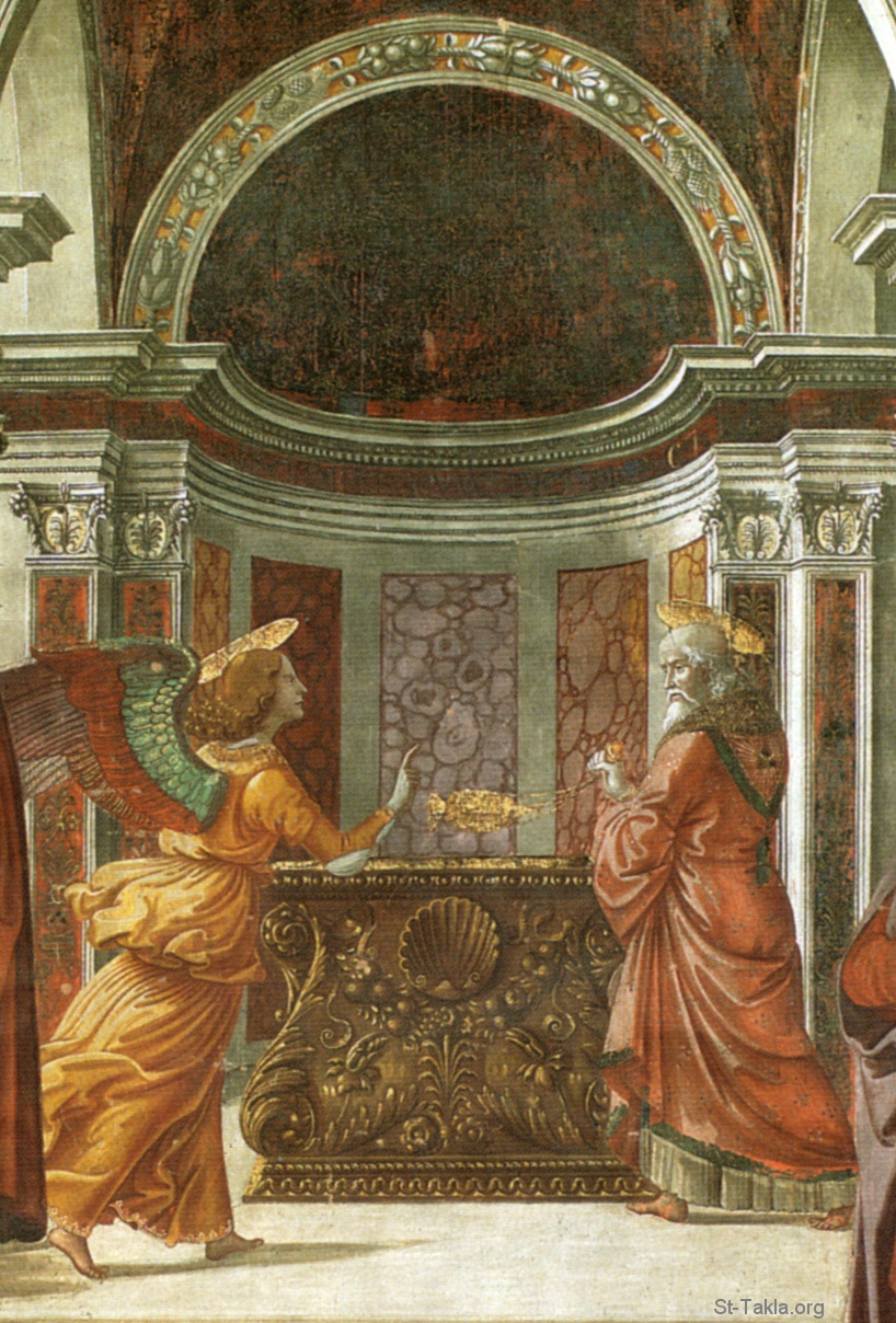 لوحة بشارة الملاك لزكريا، رسم الفنان دومينيكو جيرلاندايو (1449 - 11 يناير 1494) - تاريخ اللوحة (1490)،