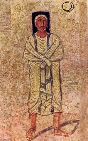 موسى ضمن جداريات كنيس دورا أوربوس قرب دير الزور، أقدم كنيس باقي في العالم.