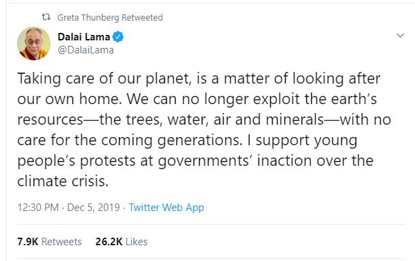 تغريده الدالاى لاما حول أزمة تغير المناخ
