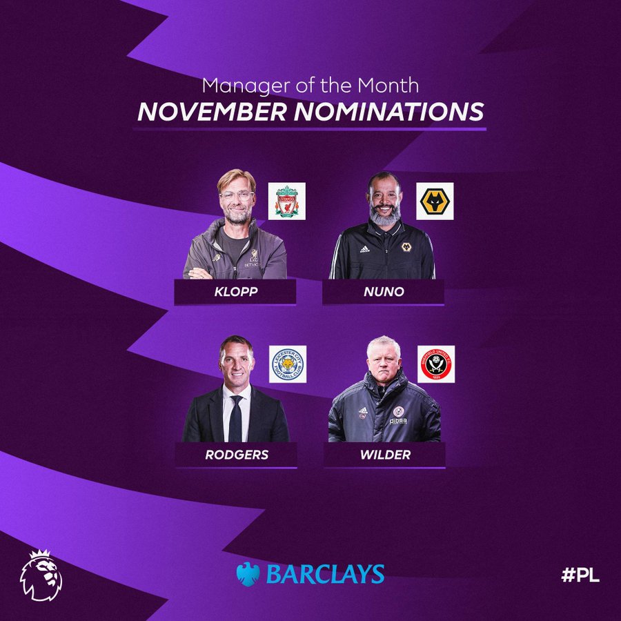 المرشحين لجائزة مدرب الشهر في الدوري الانجليزي