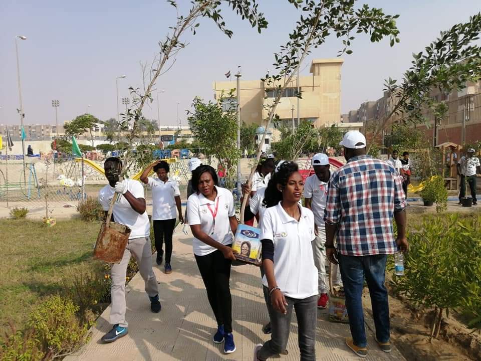 متطوعو الاتحاد الافريقى يزرعون 100 شجرة بمنتدى 15 مايو (14)