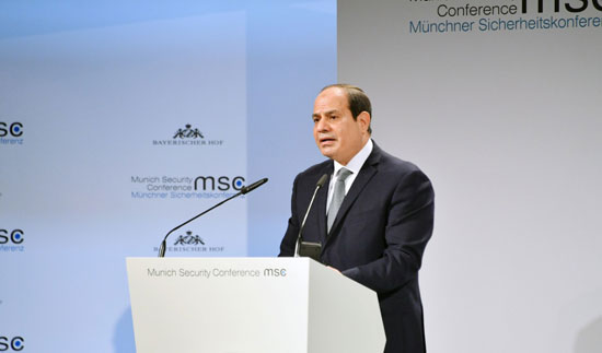 الرئيس السيسي خلال الجلسة الرئيسية بمؤتمر ميونيخ للأمن (1)