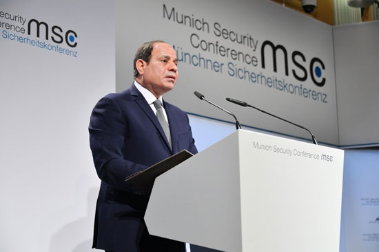 الرئيس السيسي خلال الجلسة الرئيسية بمؤتمر ميونيخ للأمن (3)