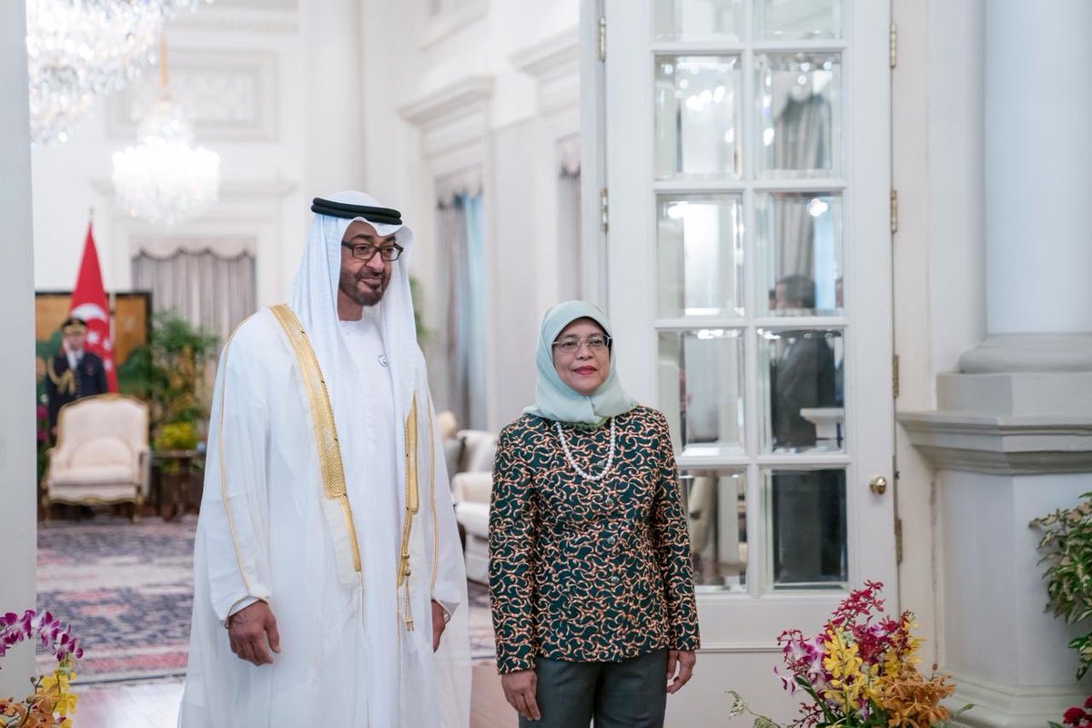 رئيسة سنغافورة تستقبل ولى عهد أبوظبى محمد بن زايد (5)