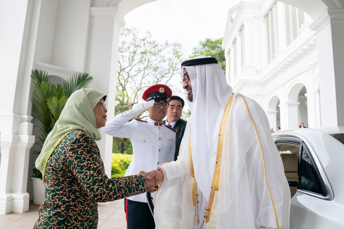 رئيسة سنغافورة تستقبل ولى عهد أبوظبى محمد بن زايد (2)
