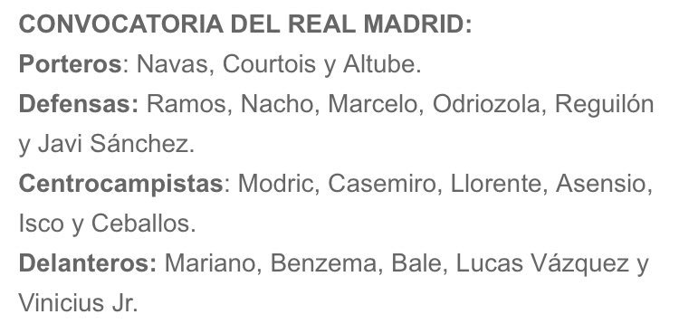 قائمة ريال مدريد ضد ألافيس